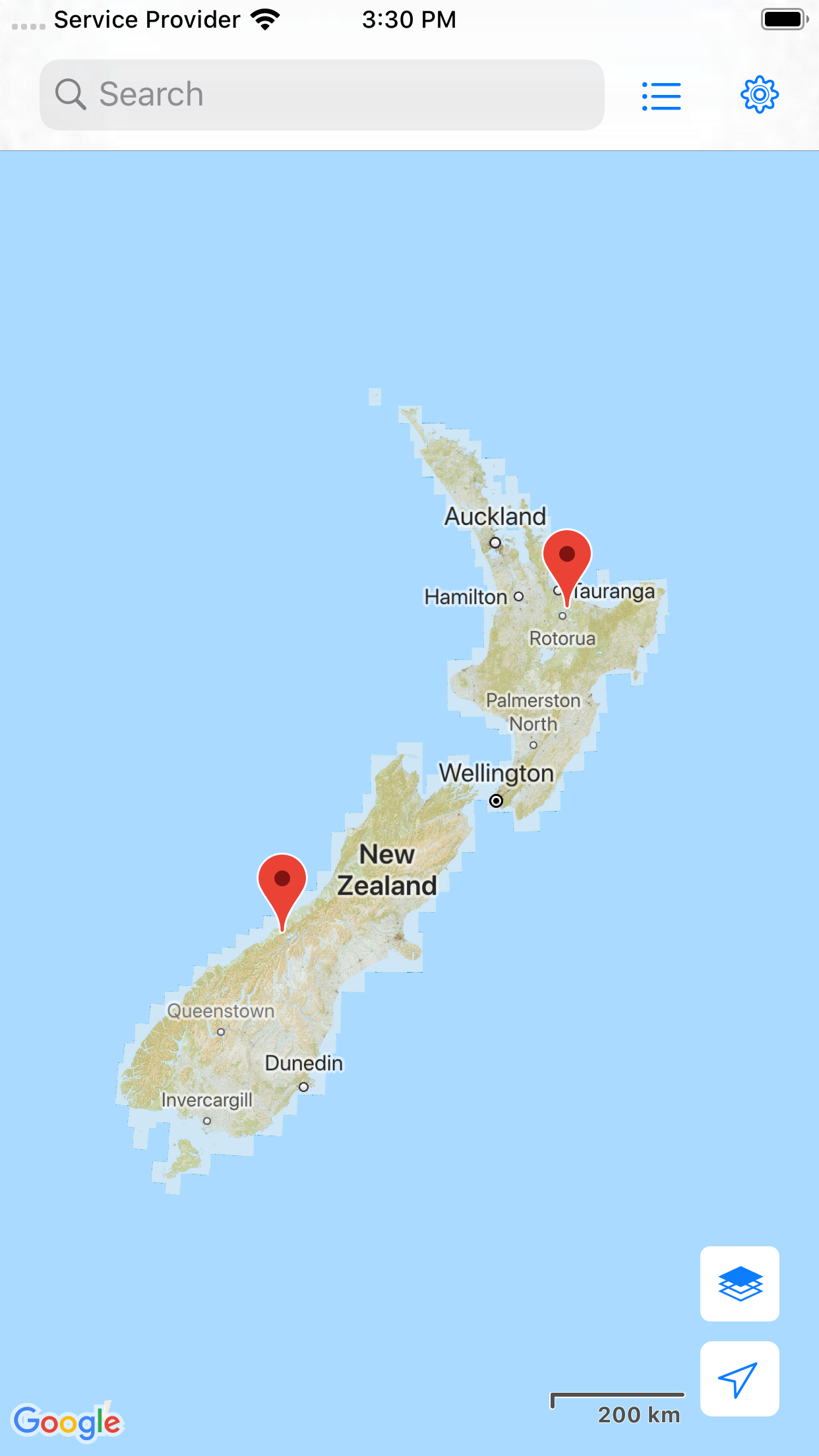 NZ Topo Maps Screenshot - Main